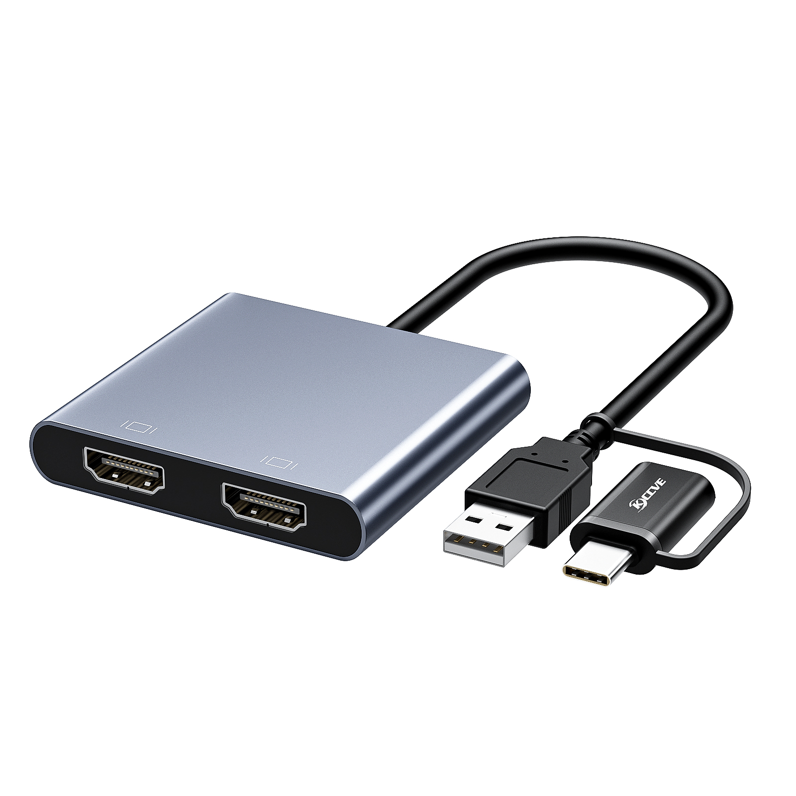 Usb till dubbel hdmi-adapter, usb c  to 2 hdmi-splitter stöder windows ,m1/m2 mac os, stöder endast processorer 11th- generationen eller senare: Vit