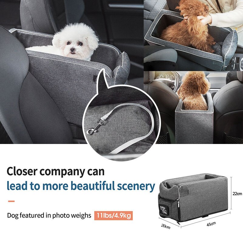 Kannettava lemmikkikoiran autonistuin keskusohjaus luistamaton koirankannattimet turva-auton käsinojat laatikko kennel koiran sänky pienille koirille kissan matka