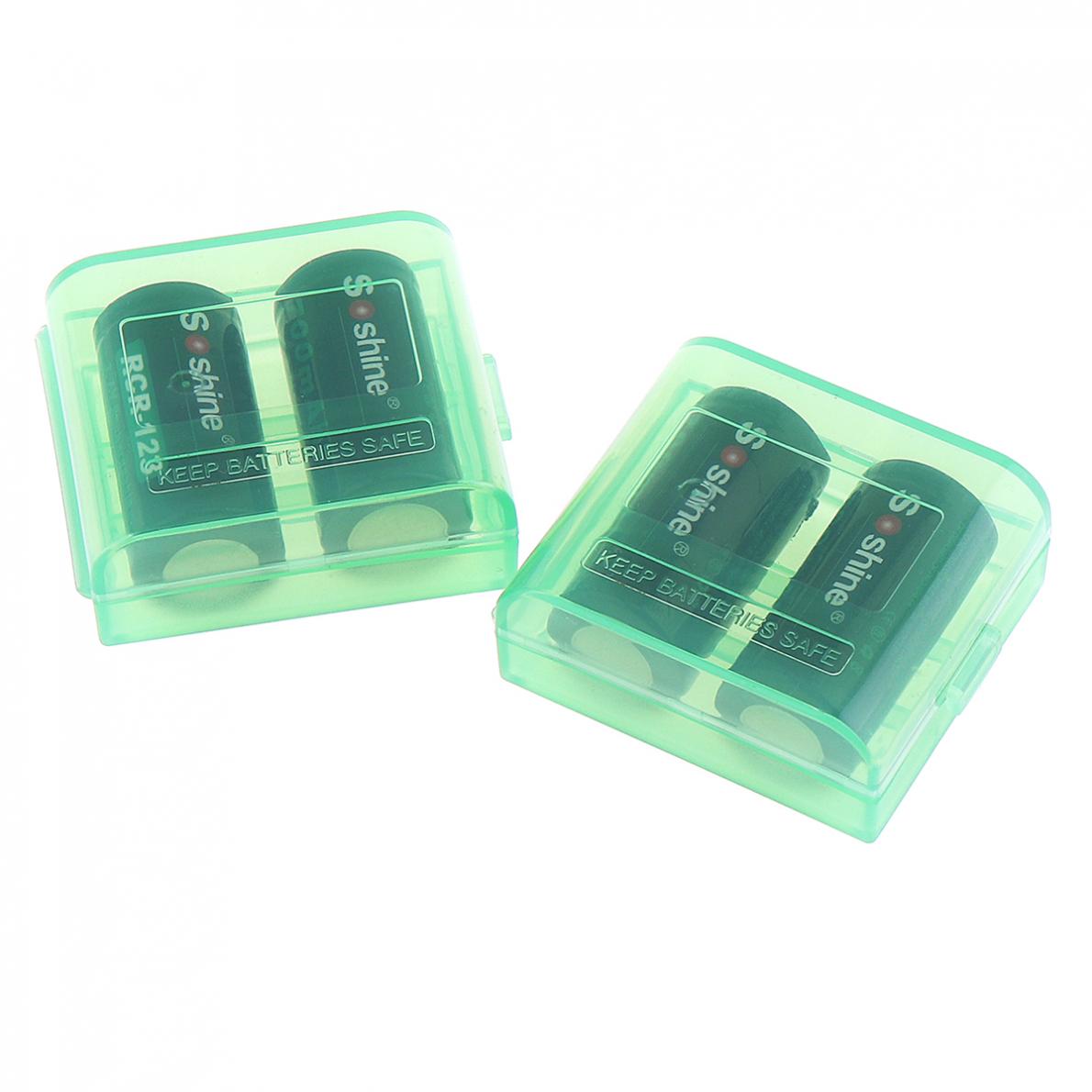 Soshine 4Pcs Rcr 123 16340 700Mah Li-Ion Oplaadbare Batterij Met 2 Stuks Batterij Opbergdoos Voor Zaklampen Koplampen