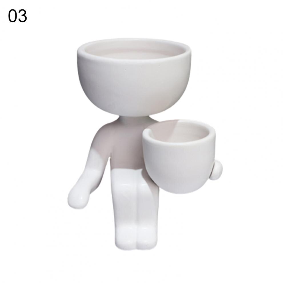 Mini vaso de cerâmica humanóide, vaso de plantas fofo criativo para plantas diy vaso de flores decoração para casa escritório: 03