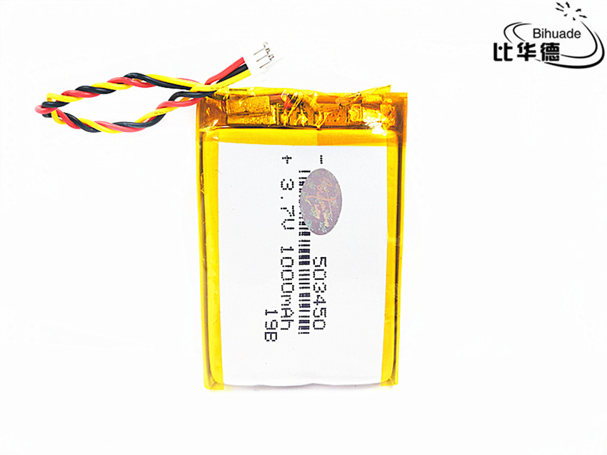 JST PH 1.0mm 3 broches bonne 3.7 V, 1000 mAH 503450 polymère lithium ion/Li-ion batterie pour tablette pc banque, GPS, mp3, mp4