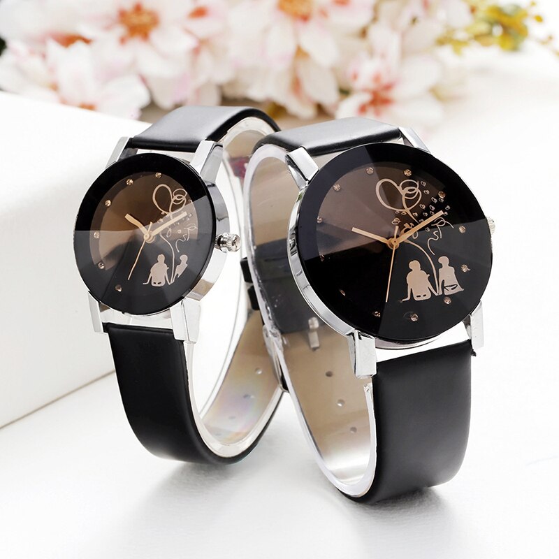 Student Couple Stylish Spire Glass Belt Quartz Watch Lovers Casual simple Clock hours Best For Lover relojes mujer Clock