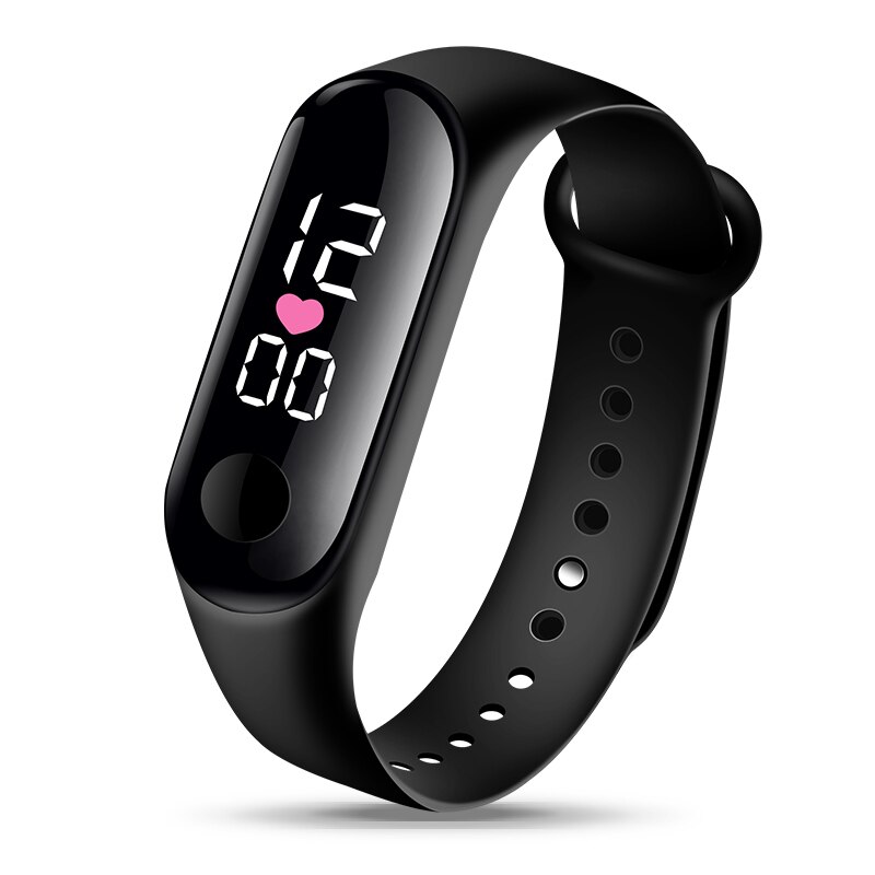 Sport digital klocka dam klockor elektronisk led manlig dam armbandsur för dam klocka herr kvinnlig armbandsur för pojkar flickor: Svart