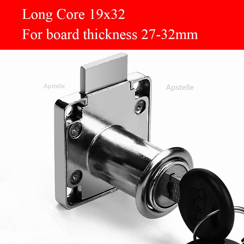 PQB High-grade Desk Drawer Lock 22/32mm Silver Gold Blcak Wardrobe Locks Cabinet Locks Furniture Cam Locks Drilling with Keys: 32mm  Silver