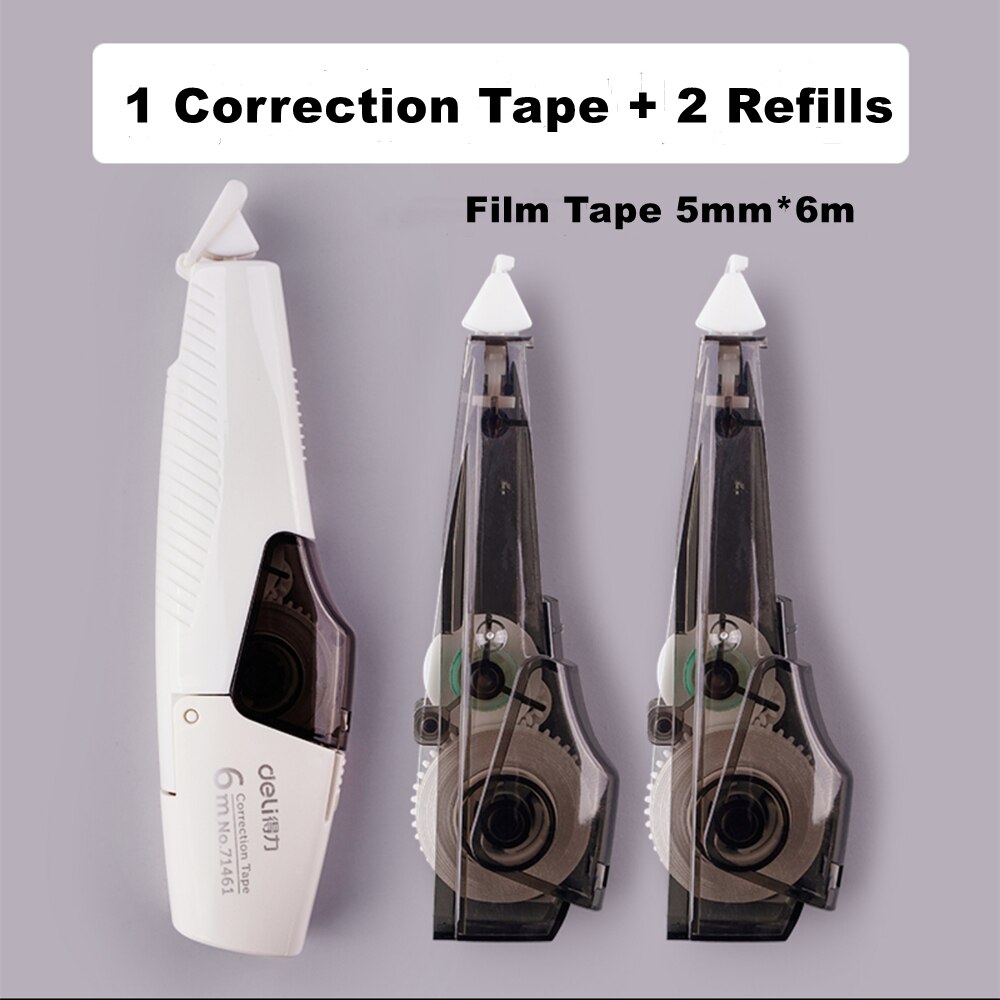 Deli Refillable Correction Tape Set 5mmx6m White Out Corrector for School Correction Supplies Stationery: White Set
