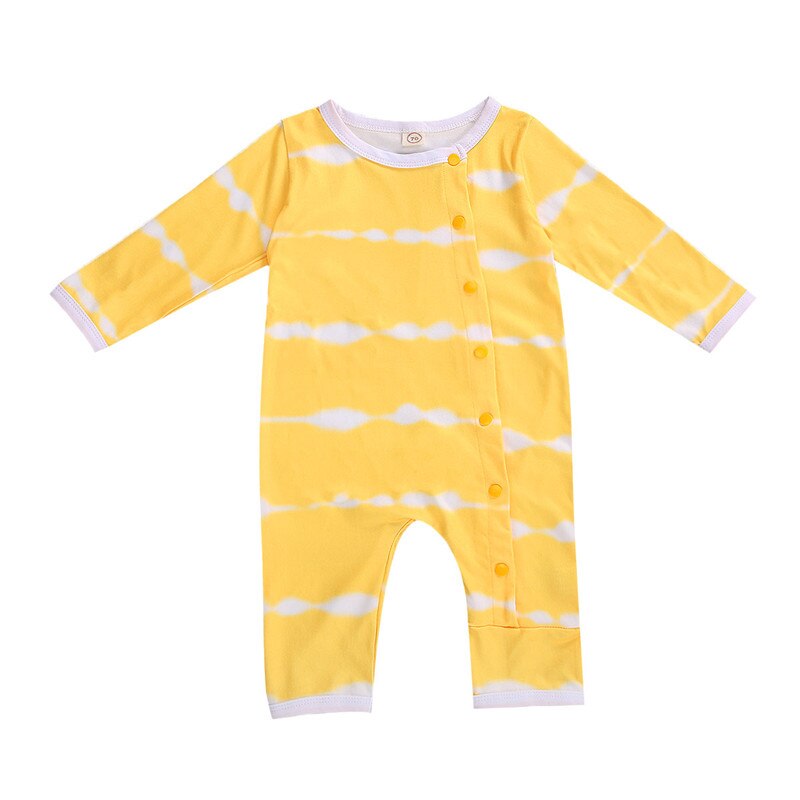 Baby Frühling Herbst Kleidung Neugeborenen Baby Mädchen Jungen binden Farbstoff Kleidung Baumwolle gestreift Strampler Baby Gesamt Nachtwäsche lässig Outfits: C / 24M