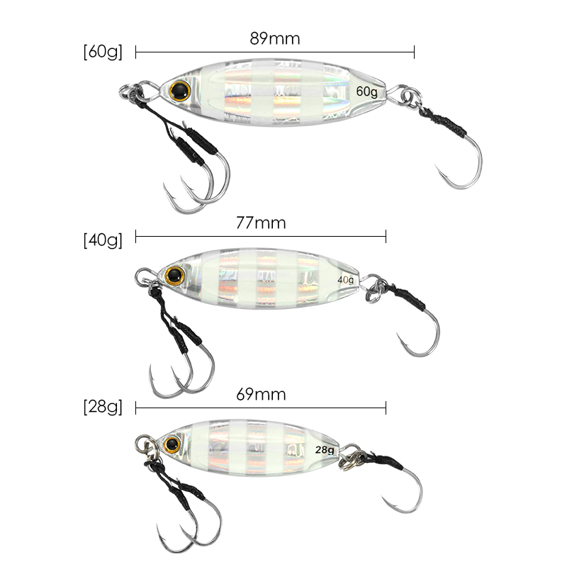 LETOYO, 28/40/60g, leurre métallique phosphorescent pour la pêche en mer, appât artificiel idéal pour la pêche à la turlutte,jigs pêche en mer, peche en mer leurre dur leurres de pêche mer leurre peche en mer jig peche