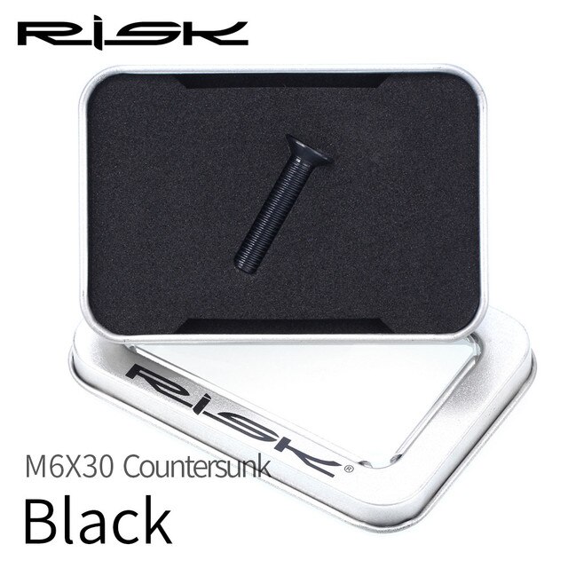 RISK Titanium Bolts M6 x 30 35 40 50mm Allen Key MTB Road Bike Taper Head Screw Bicycle Headset Cap Fixing Bolts Rainbow Gold: 30mm Black FlatHead