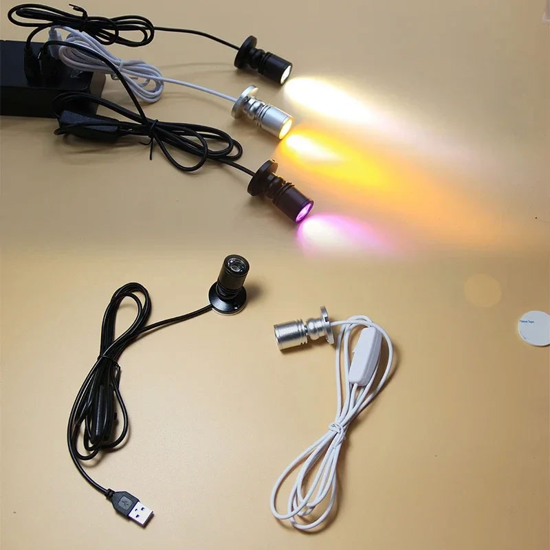 LED USB 5V 3W LED Stelle Licht Oberfläche Montiert Schrank Vitrine Zähler Schmuck Lampe Drehbare Winkel Decke Mini scheinwerfer