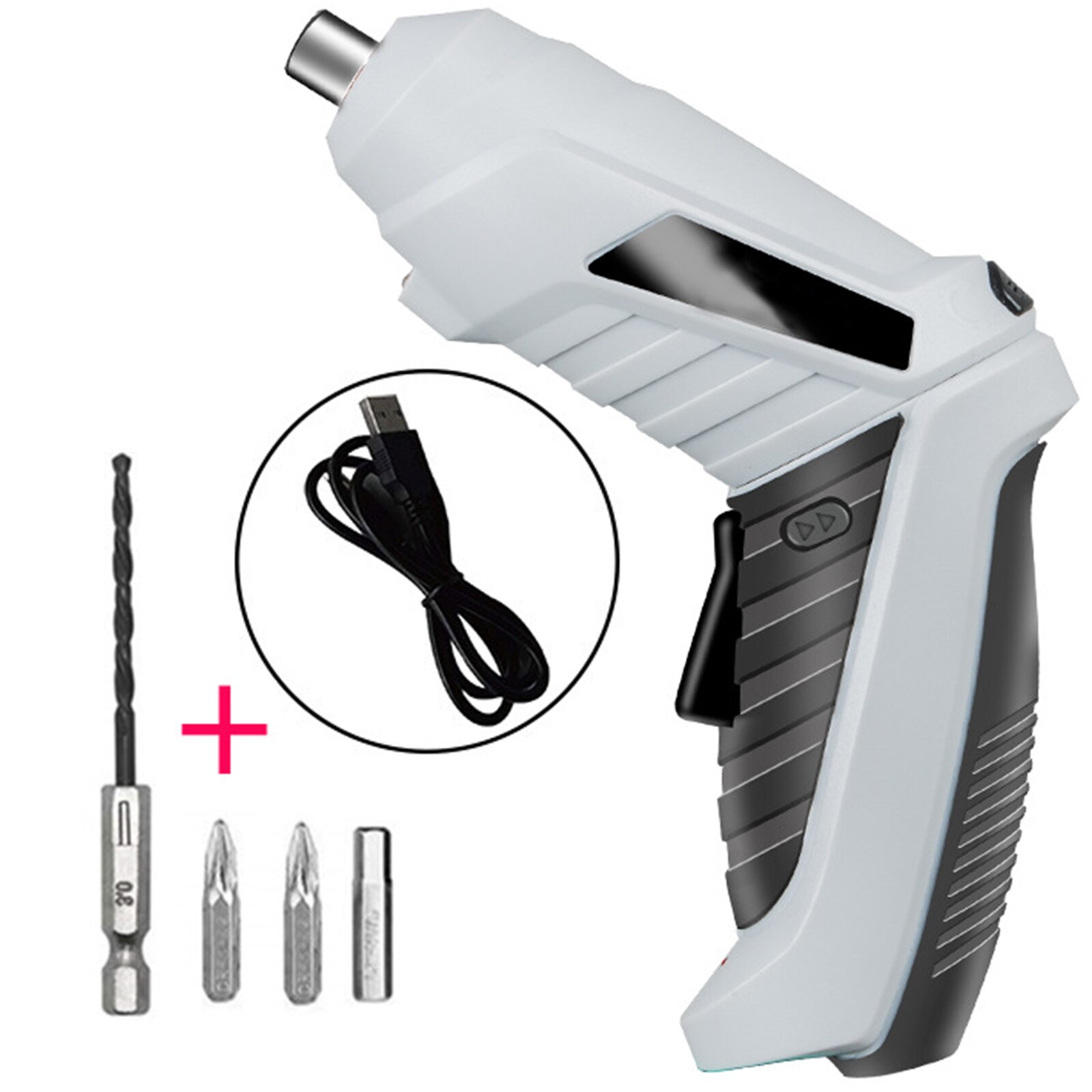 Electric Drill Wrench USB Data Cablex Electrical Screwdriver Power Tools Lithium Battery Mini 3.6V Portable Quare Head Adapter: Gray-4