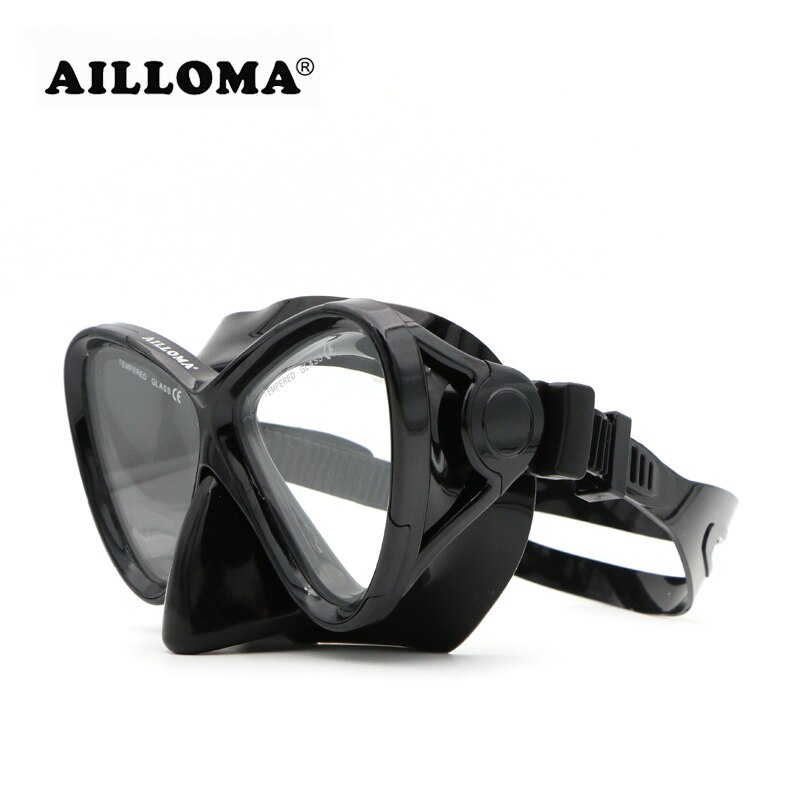 AILLOMA Wide ViSion Diving Mask Scuba Underwater Anti Fog Swimming Glasses Black Silicone Snorkeling Set For Adults Goggles