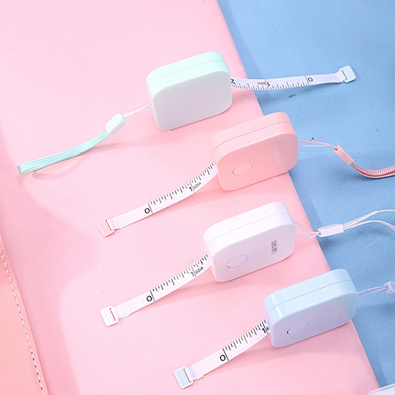 Macaroon Candy Color Leather Measuring Tape Ruler 1.5m*7mm Ruler Mm/ Inch Box Portable Office & School Drafting Supplies