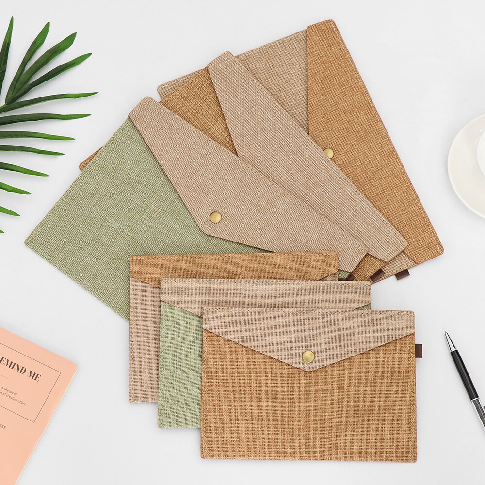 A4/A5 Simple Big Capacity Linen File Folder Document Bag Canvas Felt File Briefcase Portable Organizer Office Paper Holder