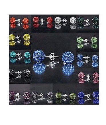 Best 8mm silver-plated earrings, disco tone, crystal ball stud earring, mixed colors, rhinestones