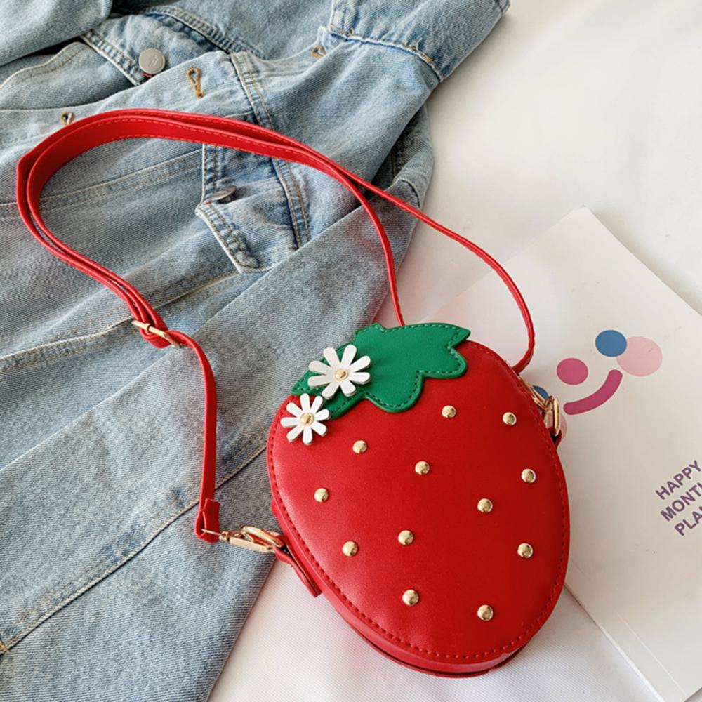 Morango dos desenhos animados crossbody saco meninas bonito morango carta mensageiro saco crianças pequenas bolsas de ombro #20: Vermelho