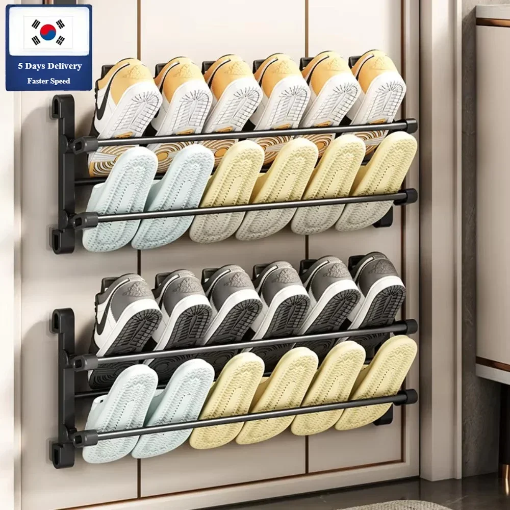 Estante para zapatillas montado en la pared, estantes para zapatos de almacenamiento para entrada de la casa, organizador Simple multifuncional, estantes para zapatos, estante para toallas de baño