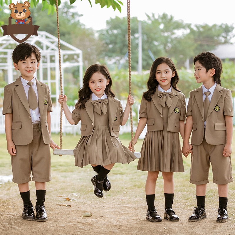 Uniforme scolaire coréen japonais pour enfants, pour filles et garçons, chemise blanche, Blazer, manteau à bretelles, robe, short, ensemble de vêtements, tenue d&#39;étudiant