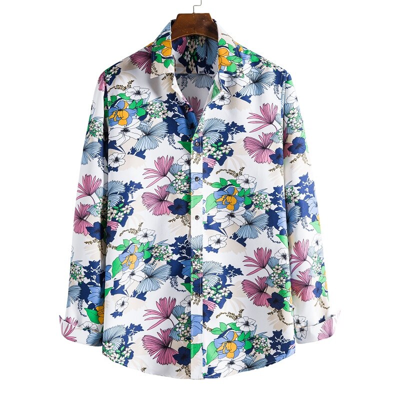 Camisas Florales De Manga Larga De Otoño De Para Hombres Camisas Estampadas Con Flores De Corte Delgado Para Hombres cami