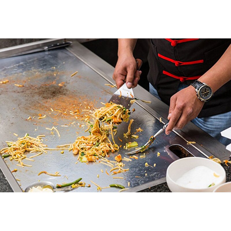 Stainless Steel Cooking Spatula With Wooden Handle BBQ Grill Turner Cutlets Bacon Teppanyaki Pancake Frying Fish Shovel Spatula