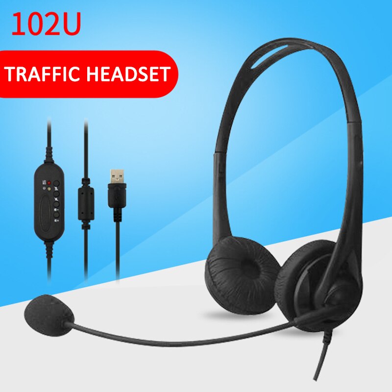 Black Usb Microphone Adjustable Headband Wired Stereo Headset Noise Cancelling Earphone For Computer Laptop Desktop