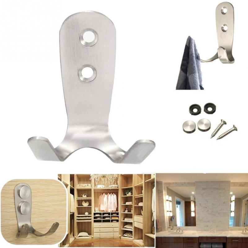 Double Hooks Multifunction Wardrobe Robe Clothes hanger Home Kitchen Stainless Steel Door Bathroom Wall Hook holder