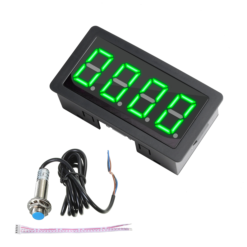 DC8-24V Digitaler Drehzahlmesser 0,56'' 4 Bits LED Halle Näherungsschalter Sensor NPN 12V 24V Tachomete setzt Geschwindigkeitsmesser 10-9999RPM: Silber