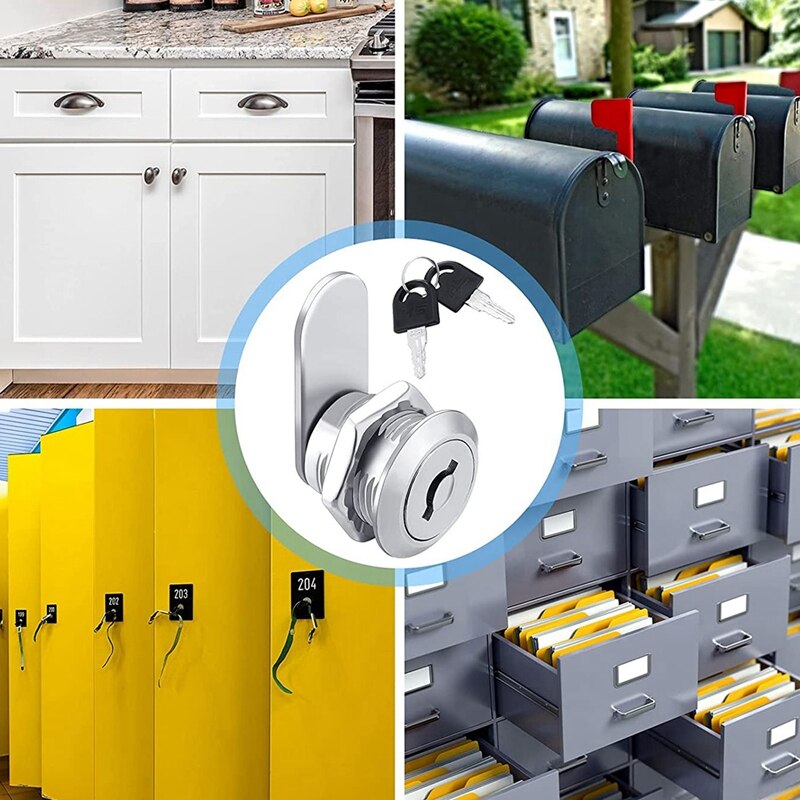 16 Pieces Cabinet Cam Lock Keyed Alike Cylinder Cam Lock 5/8 Inch Zinc Alloy Drawer Lock Secure File Cylinder Lock Keyed