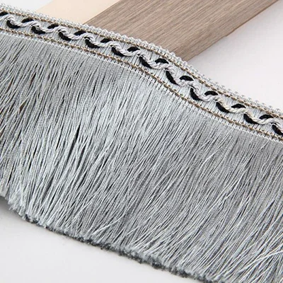 Borlas de costura con flecos para ropa, adornos de encaje, cinta decoditativa de tela, accesorios de vestido DIY, 1 metro, 13cm: Gris oscuro