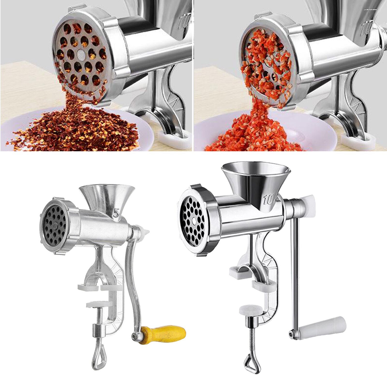 Stainless Steel Manual Meat Grinder Mincer Tool Table Hand Crank ...