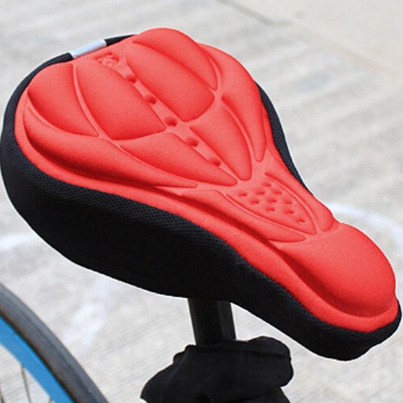4 couleurs imperméable à l'eau VTT selle épaissie Extra confortable Gel 3D Silicone vélo housse de coussin respirant siège souple: Rouge