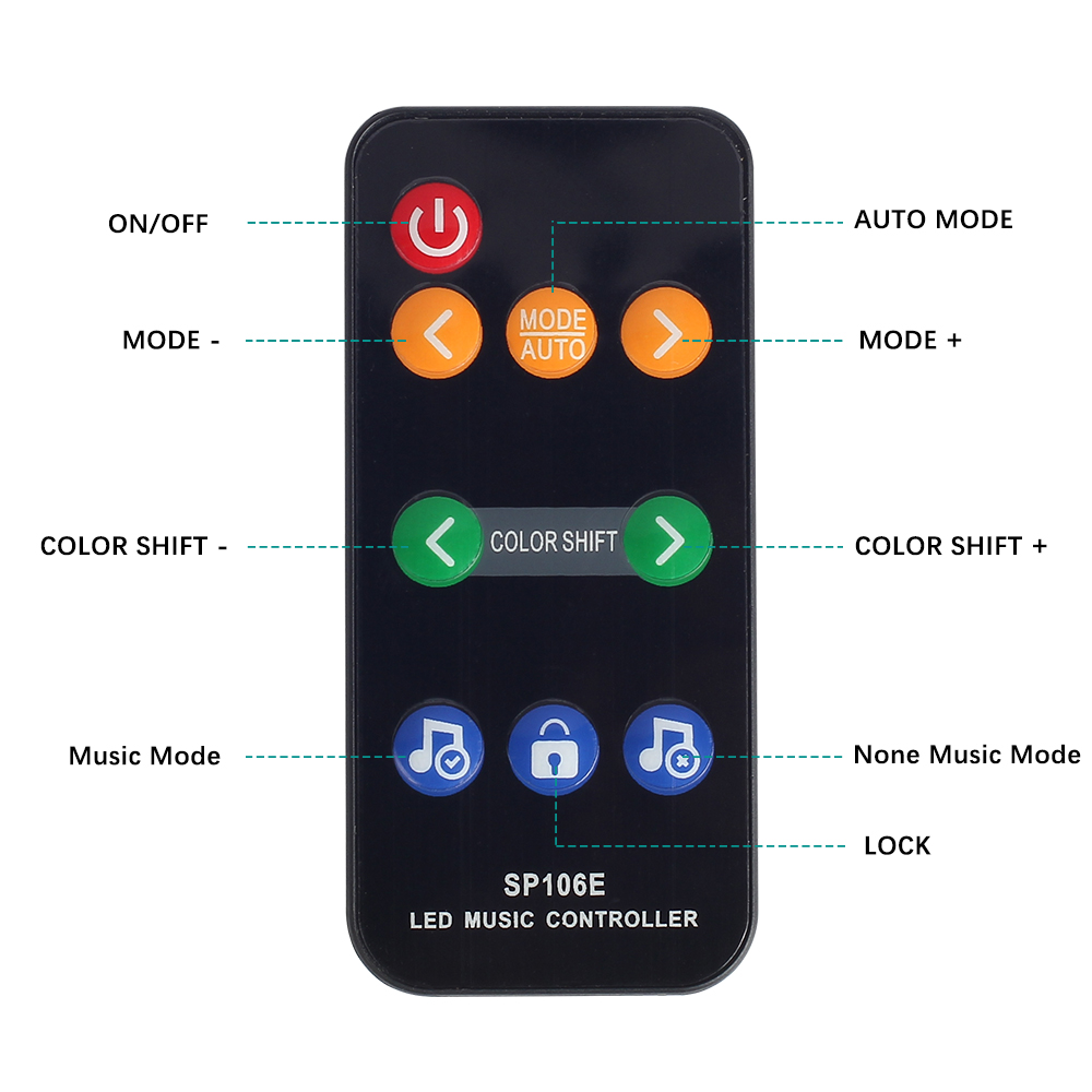 DC5-12V LED Music Controller 9Keys remote control for WS2811 WS2812B SK6812 6803 Digital Magic LED Pixels Strip Light SP106E