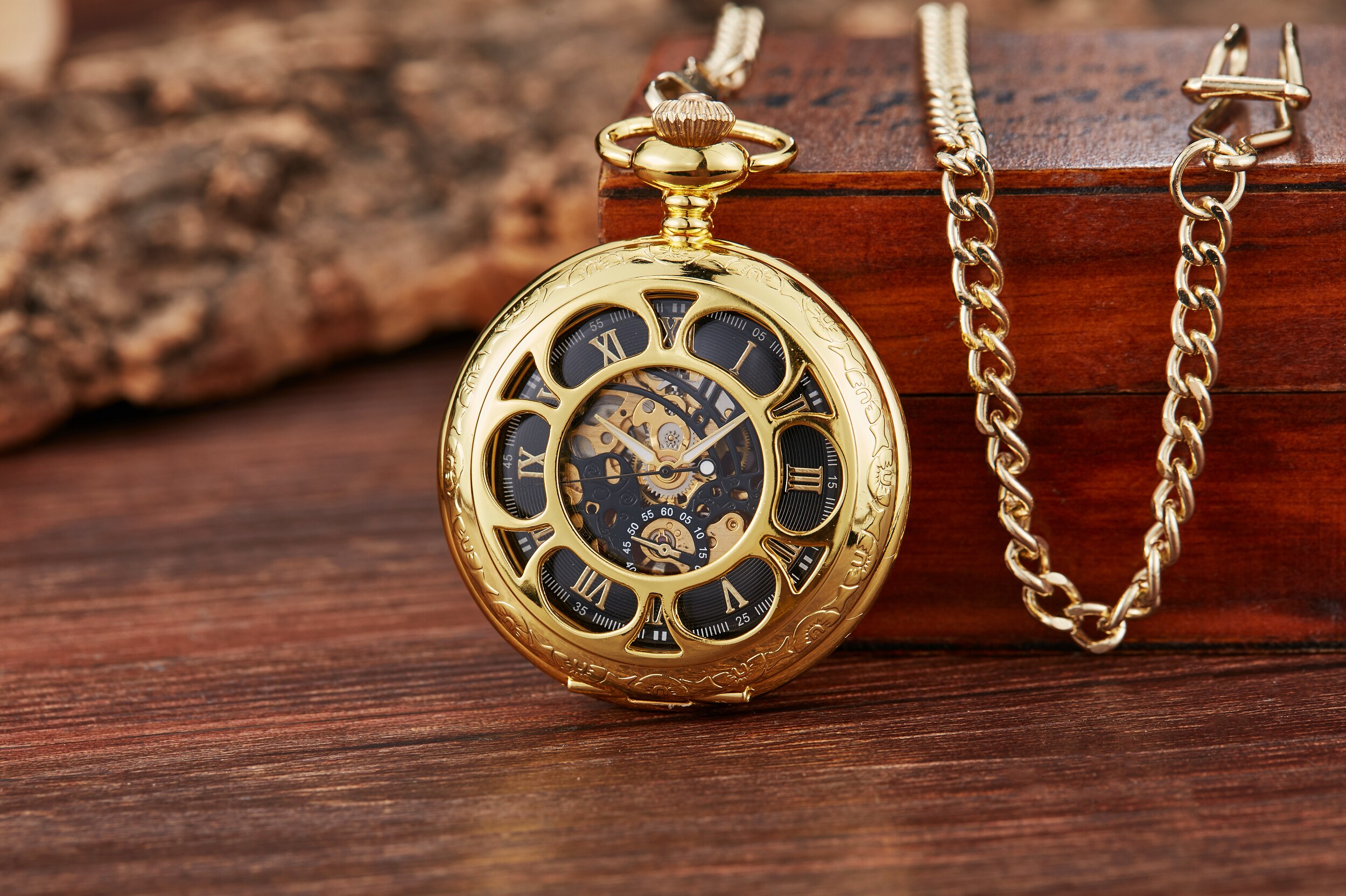 Lichtgevende Mechanische Zakhorloge Steampunk Vintage Hollow Cover Analoge Skeleton Hand Winding Mechanische Zakhorloge voor Mannen: PM237