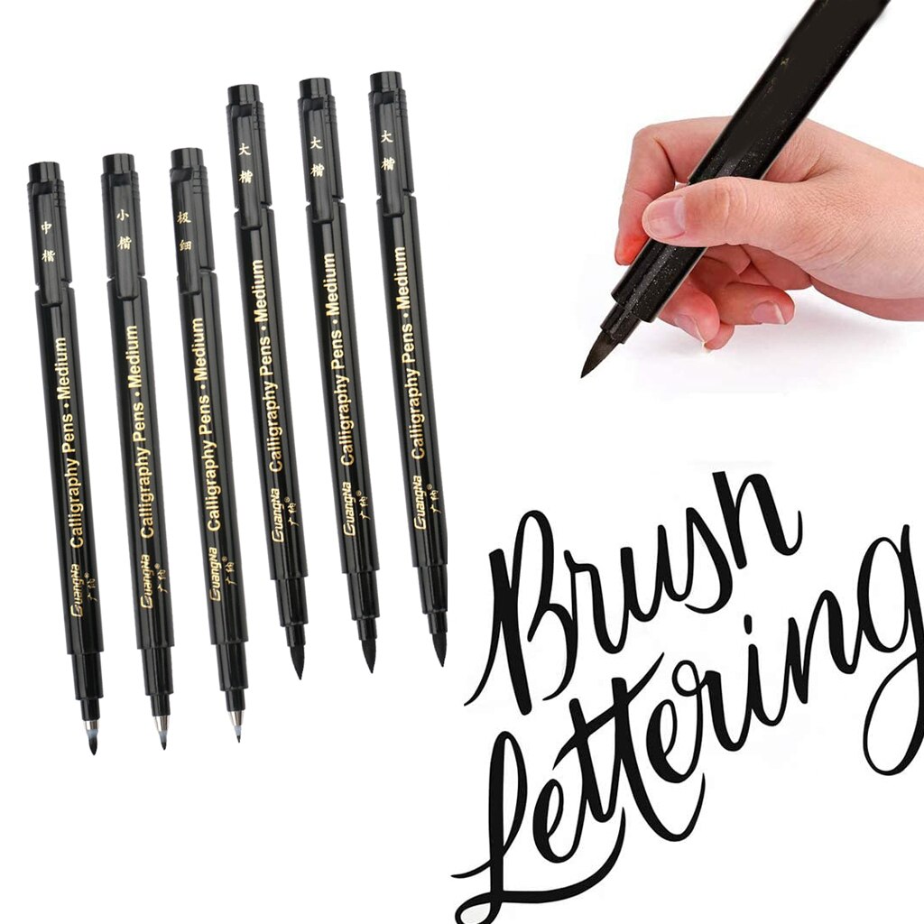 Pluma estilográfica para caligrafía, pluma con diferentes tamaños de puntas suaves/duras, con acuarela y Letras a mano, 6/9x