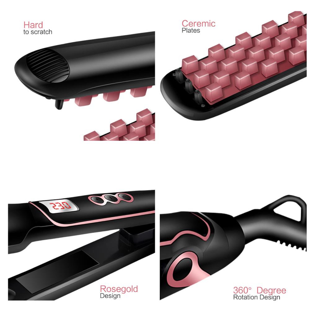 Plancha de pelo voluminizadora plancha rizadora de cerámica rizadora brillante sedoso 2 en 1 plancha alisadora y rizadora plana.