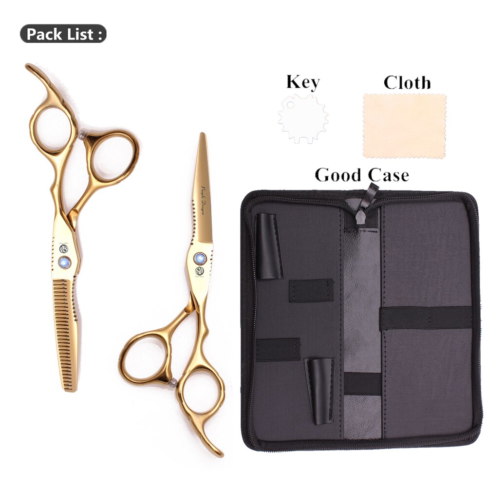 Lila Drachen 6 "JP Stahl Friseur einstellen Haarschnitt Ausdünnung Schere Haar Schneiden Schere Barbier Schere 1011# Gold: 1011 Jin D-6Y