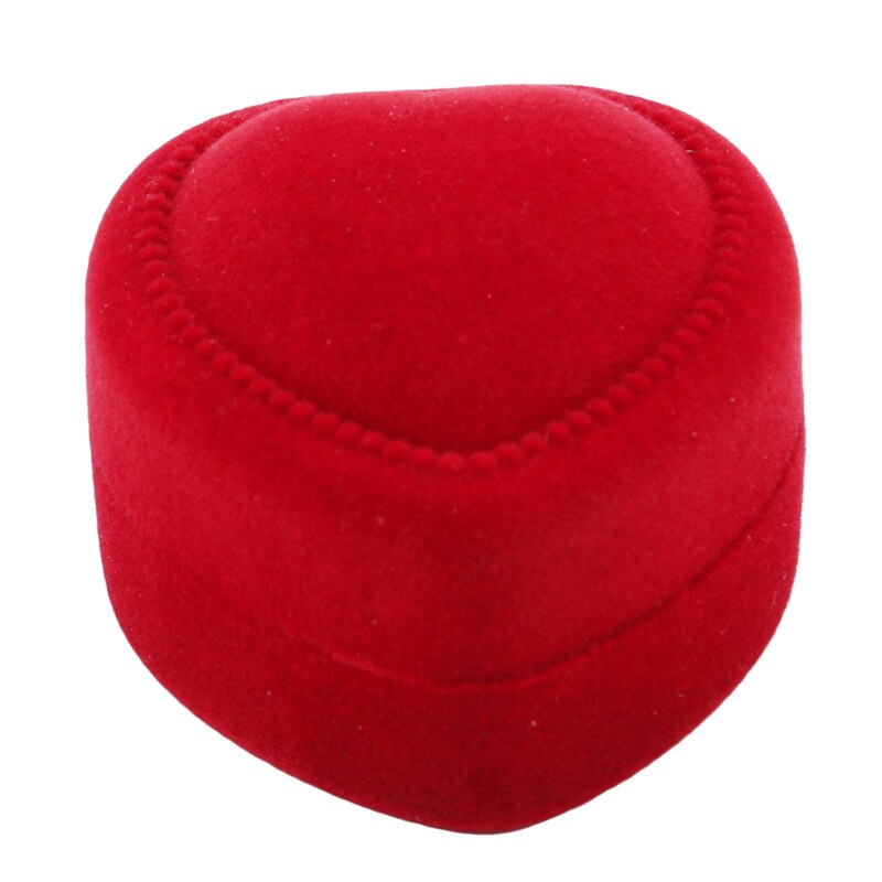 Mini Cute Red Folding Cases Heart-shaped Ring Box Display For Rings Open Cover Velvet Jewelry Box