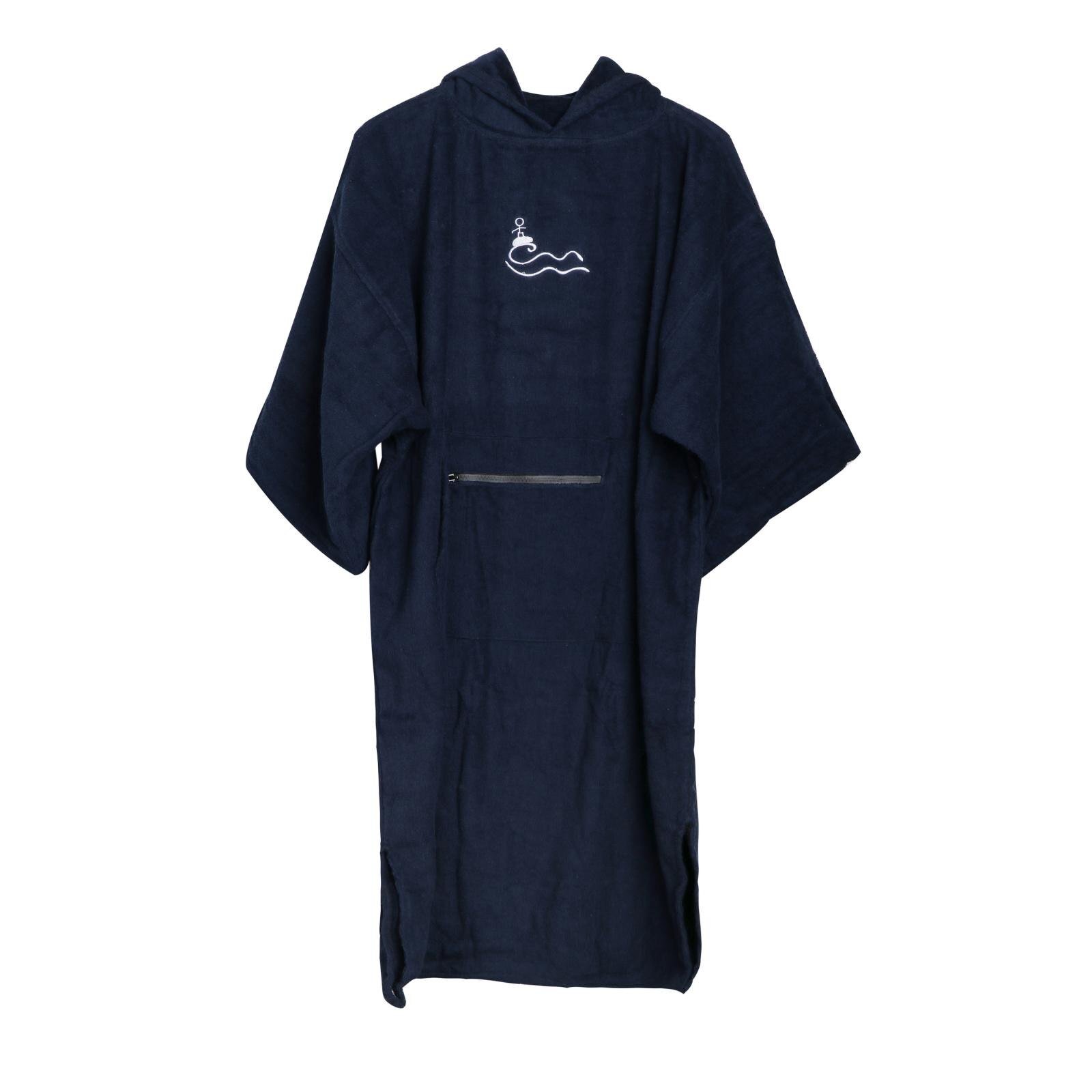 Premium Veranderende Gewaad-Korte Mouw Hooded Surf Poncho Handdoek Volwassen Zwemmen Strand Duiken Mantel: Navy Blue