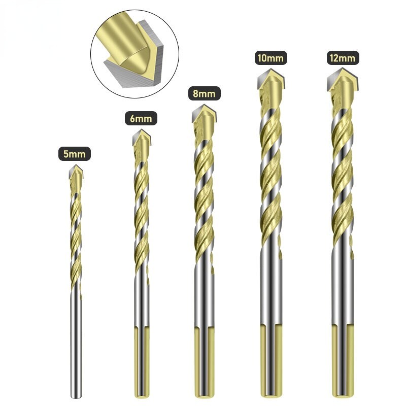 5/6/8/10/12mm Carbide Tipped Drill Bit Set for Masonry Ceramic Tile Wood Metal Concrete Stainless Steel Hole Saw Cutter Drilling