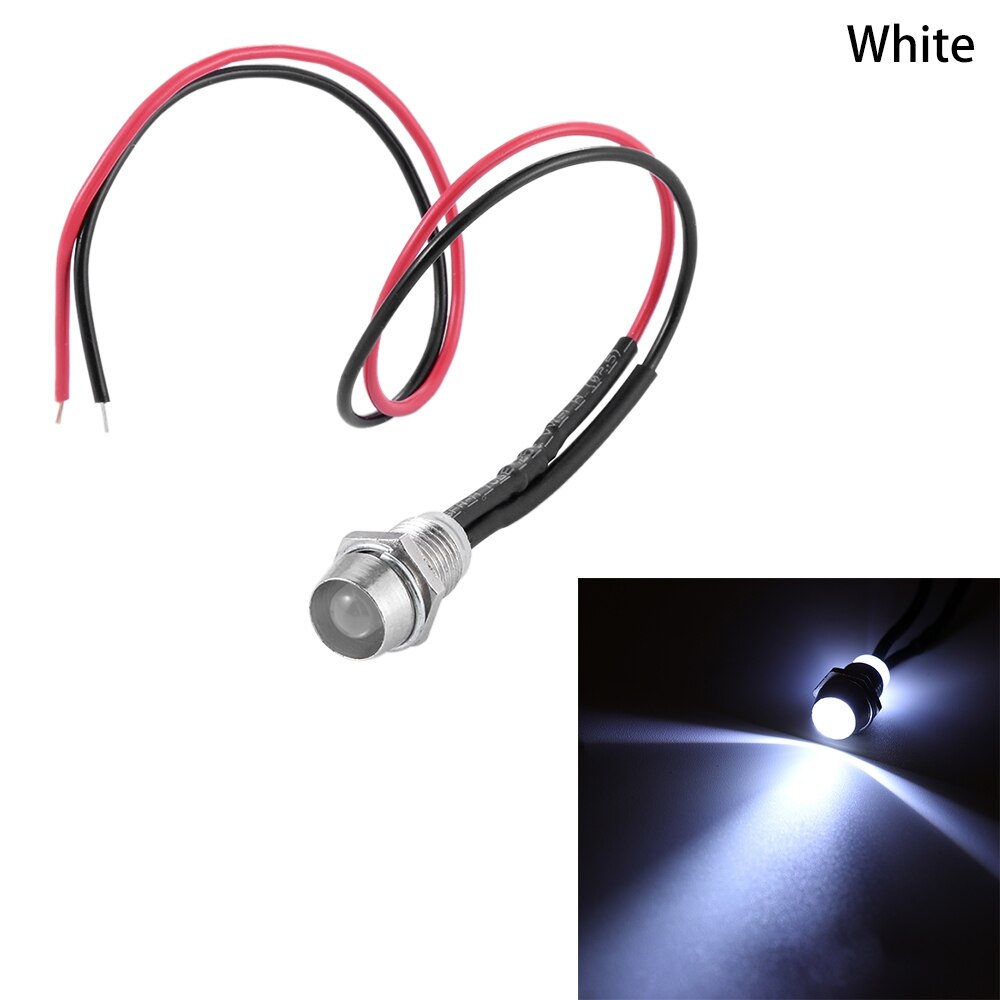 5-Pack 12V Red LED Indicator Lights – Universal Dash Panel Pilot Lamp, Chrome Bezel, Sherco-Auto