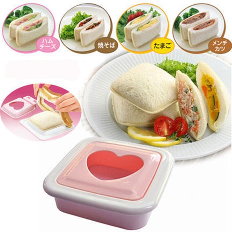 Molde para sándwich con forma de corazón, fabricante de tostadas, cortador de moldes para desayuno, accesorios de cocina, herramientas @