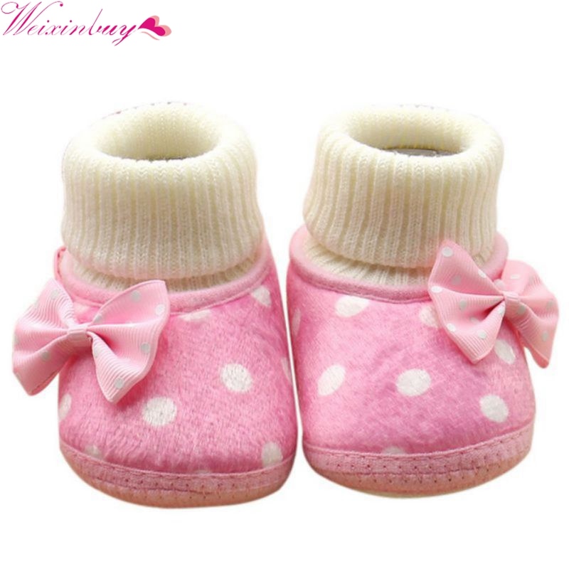 Warme Neugeborenen Schuhe Baby Mädchen Bowknot Fleece Winter Schnee Stiefel Booties Weiß Prinzessin Schuhe