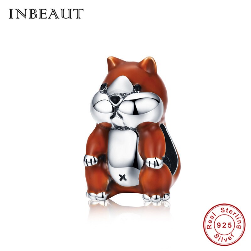 INBEAUT 100% 925 Sterling Silver Cute Heart Naughty Cat Dog Deer Charms fit Brand Bracelet Moon Pet Beads for Jewelry Making