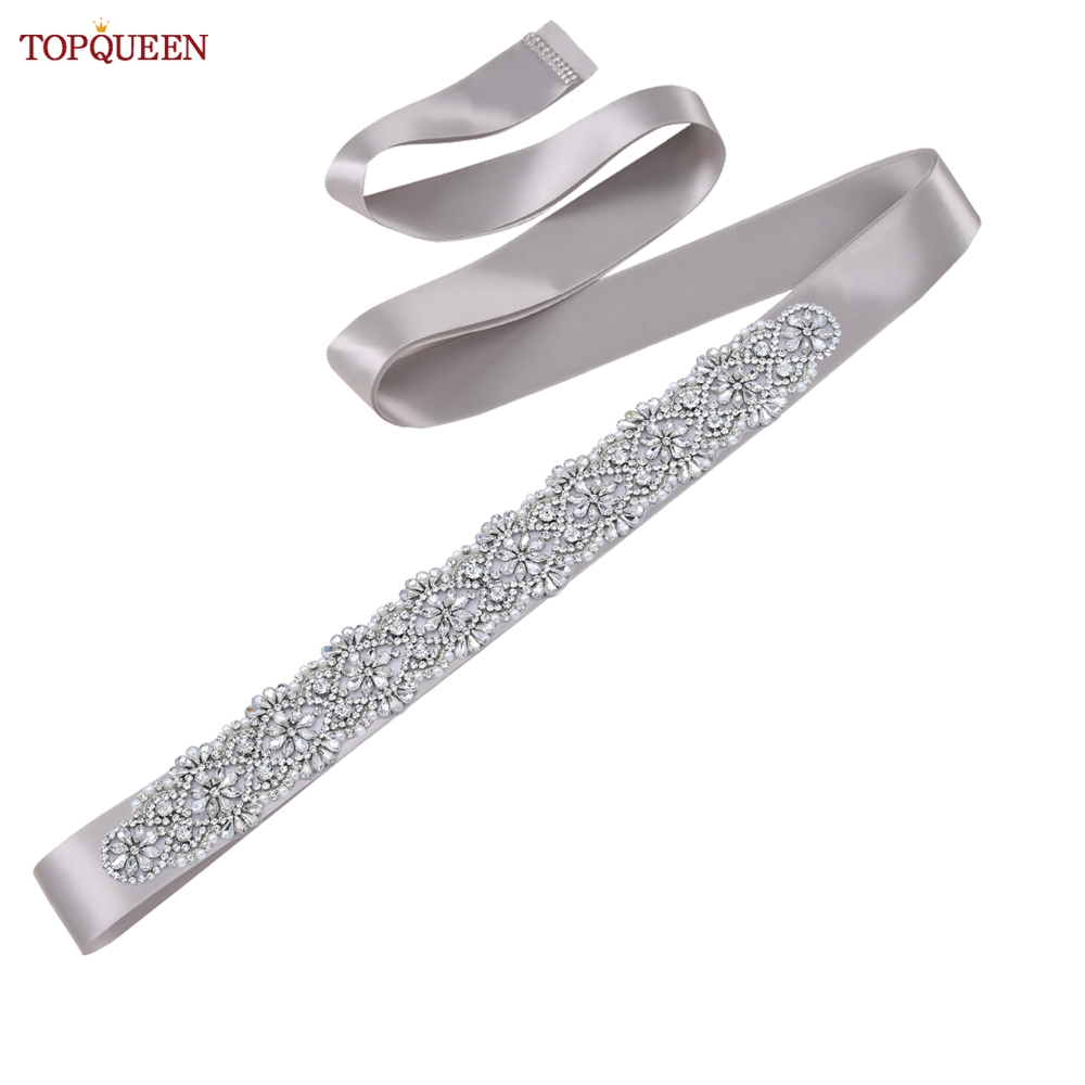 TOPQUEEN S04B damski luksusowy pasek srebrny Rhinestone pas biodrowy ślub kobieta pas pas ślubny aplikacja pasy dla kobiet szeroki: silver gray