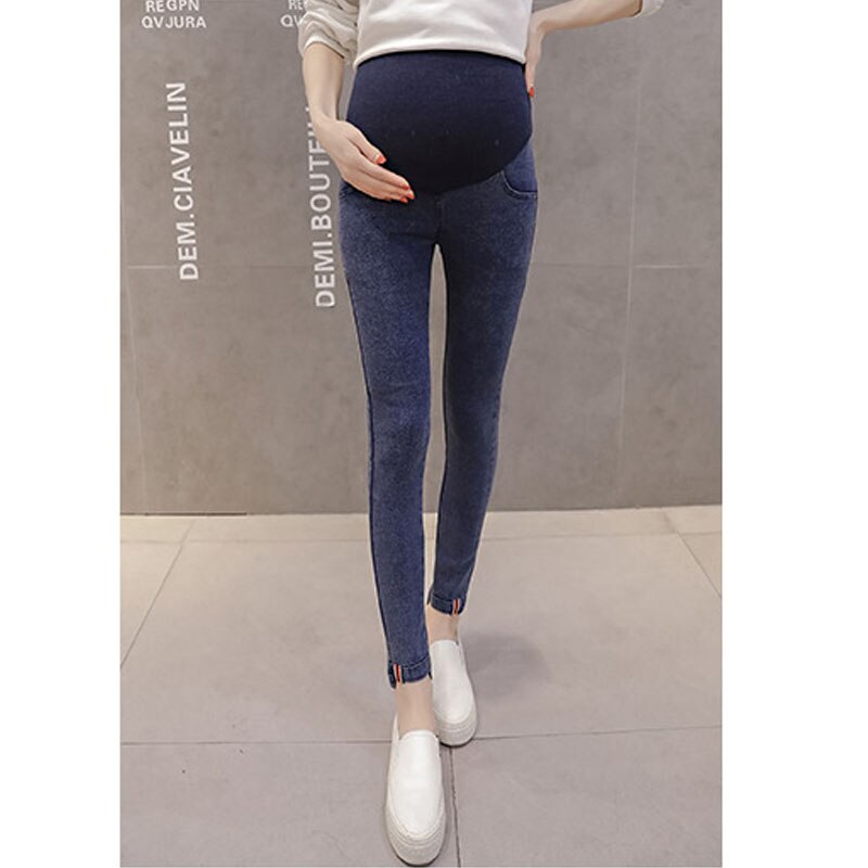 Denim jeans barselbukser til gravide tøj ammende graviditet leggings bukser gravidas jeans barsel tøj: Blå / L