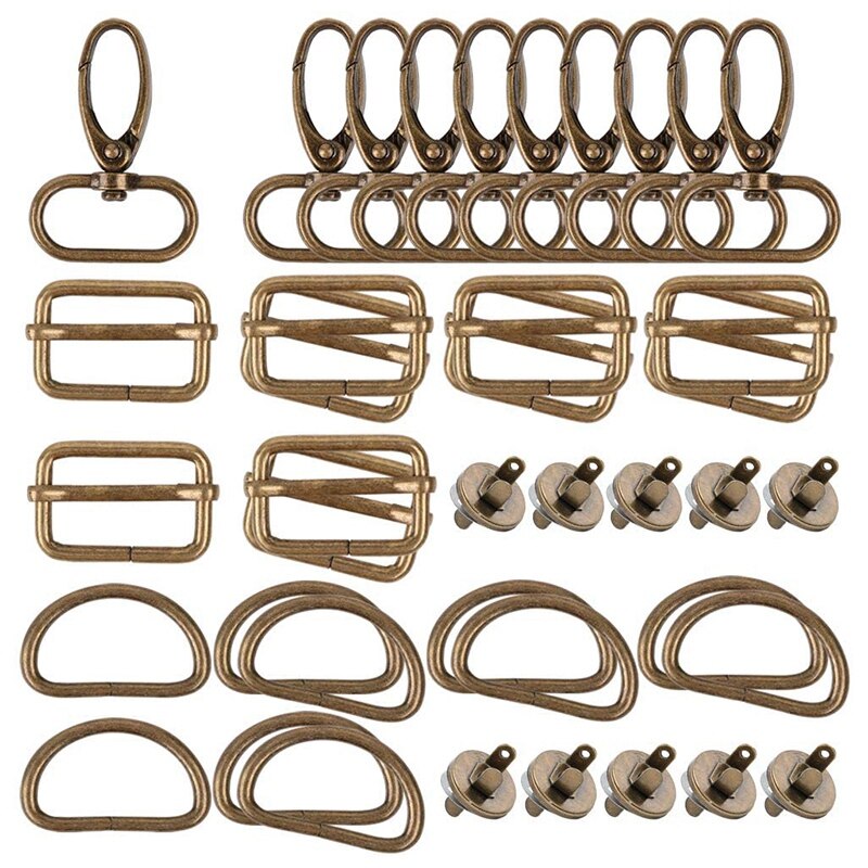 40 stk. 25mm d-ringe til stikkontakter, netiknapper, drejeknapper, tre sysække med glidende lås (bronze): Default Title