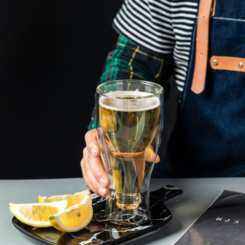 Chope à bière en verre Transparent à Double fond, résistant à la chaleur, verre inversé, pour jus de fruit, thé, eau, Bar, Restaurant