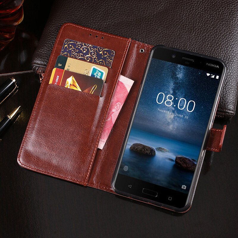 Luksusowe etui robić Nokia 8 Obudowa 5.3 "telefon okładka magnes portfel, podstawka, z klapką skórzane etui robić Nokia8 TA-1004 TA-1012 TA-1052 torba Coque