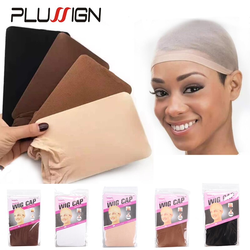 Plussign 10Pcs Wig Cap Beige Brown Black Stocking Cap Stocking Elastic Liner Mesh For Making Wigs
