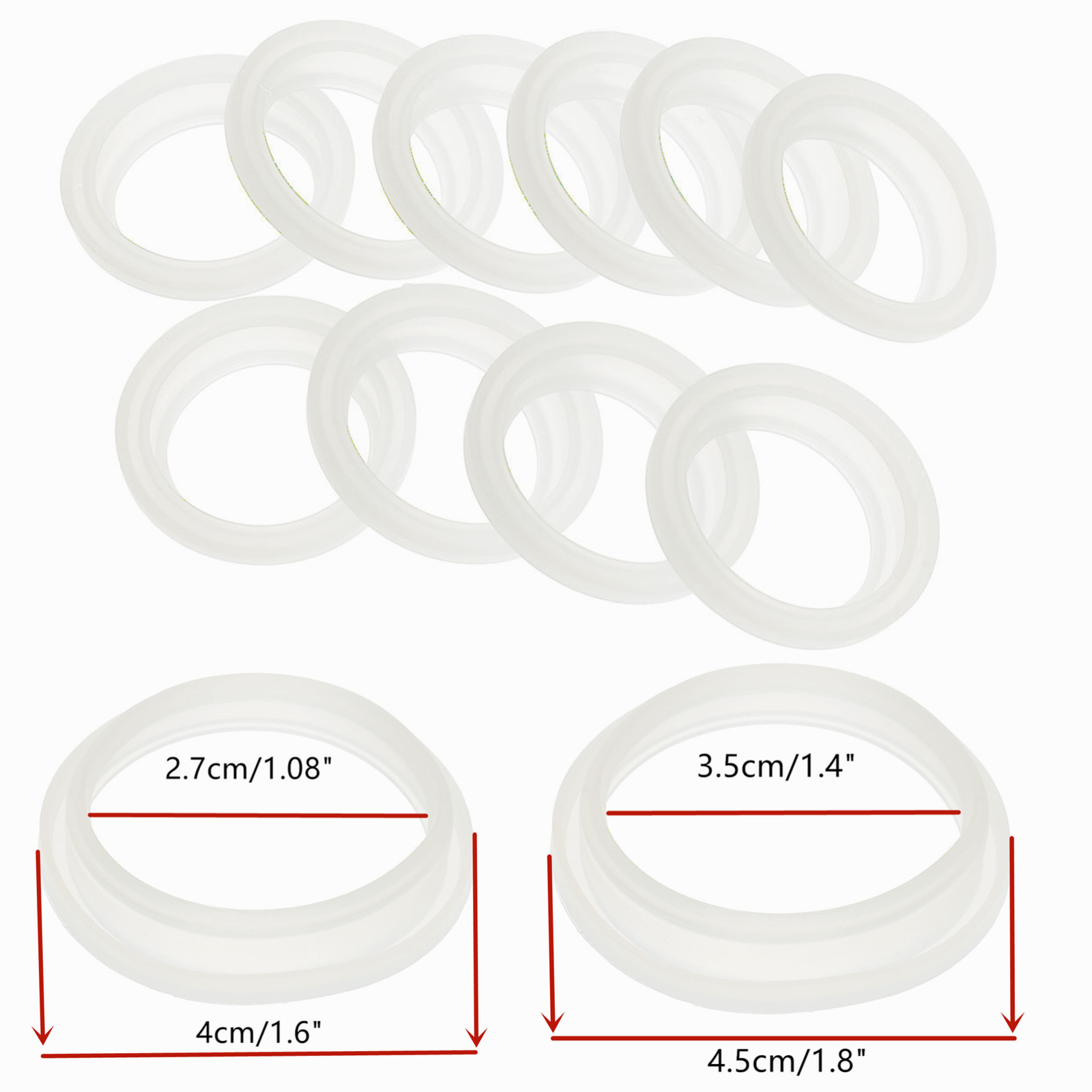 10Pcs Siliconen Afdichting O-ringen Pakkingen 4/4.5Cm Buiten Dia Vacuüm Flessen Afdichting Ring Pad Fasteners Voor 4.5/5.2Cm Thermosflessen Deksel