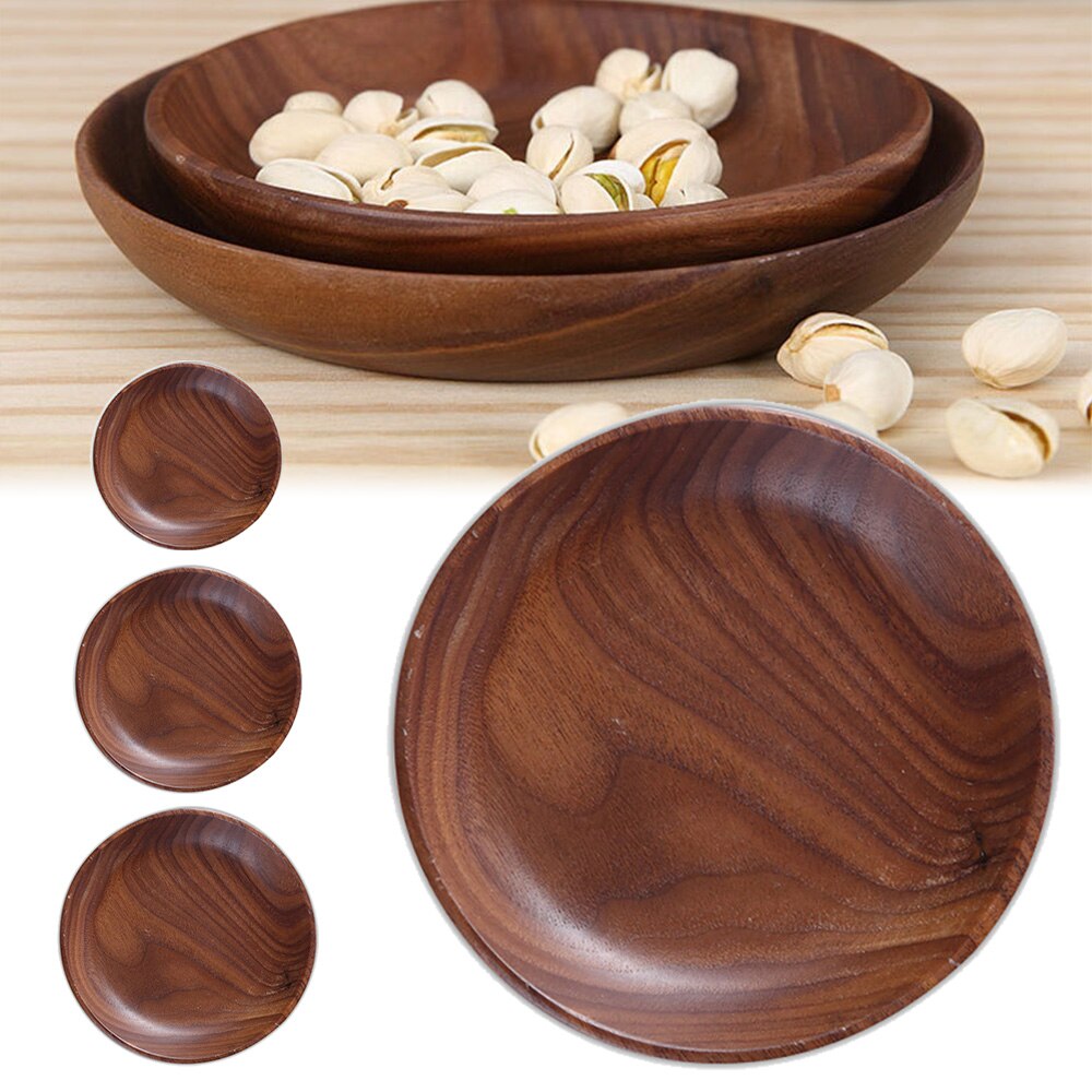 Japanese Round Dessert Plate Round Cake Tray Wooden Saucer Tea Tray Dessert Dinner Breakfast Plate Kitchen Accessories